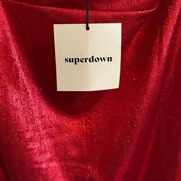 Superdown Tamia asymmetrical mini dress Red size XL Stretchy SEXY Revolve Brand - Picture 9 of 9